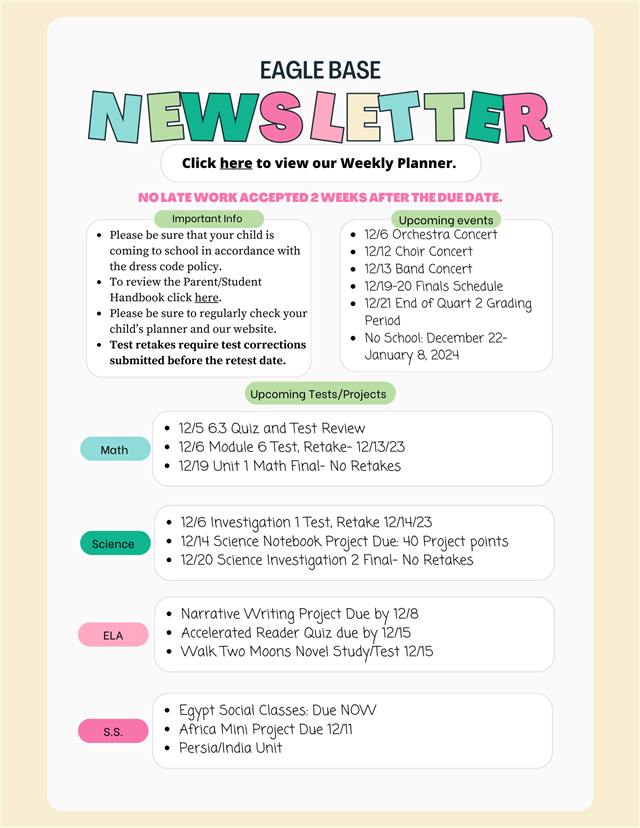Eagle Base Newsletter Eagle Base Newsletter